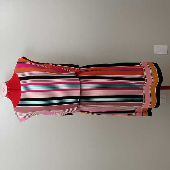 NWOT Adrianna Papell candy striped blouse dress - Picture 2 of 15